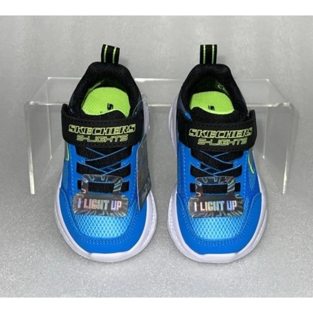 S Lights By Skechers Meteor‎ Krendox Sneakers Stretch Laces Toddler Boy Size 5
